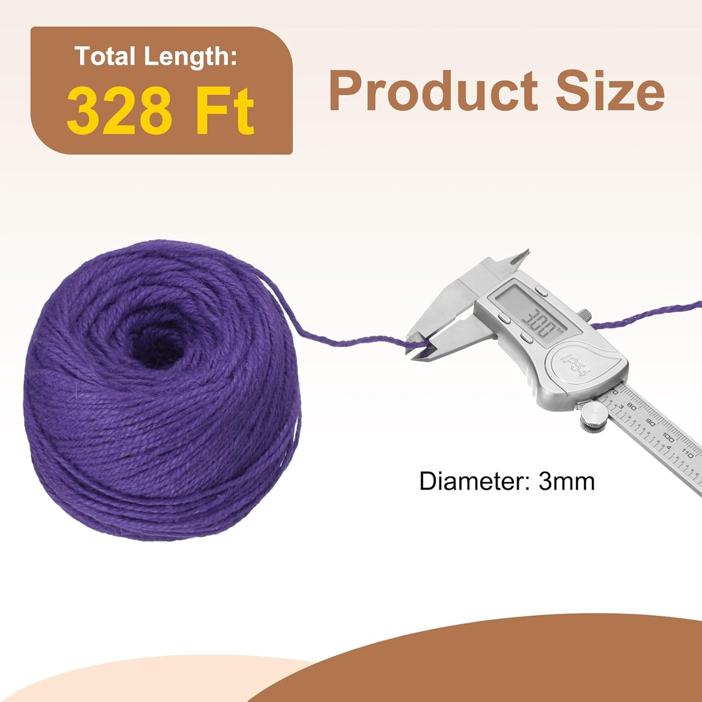uxcell 328 Feet Natural Jute Twine String,3mm Thin Garden Twine Rope Colored Plant String Cord for DIY Art Crafts Gift Wrapping Decoration Packing Gardening Plant Hanger,Purple-VerdiqueGarden