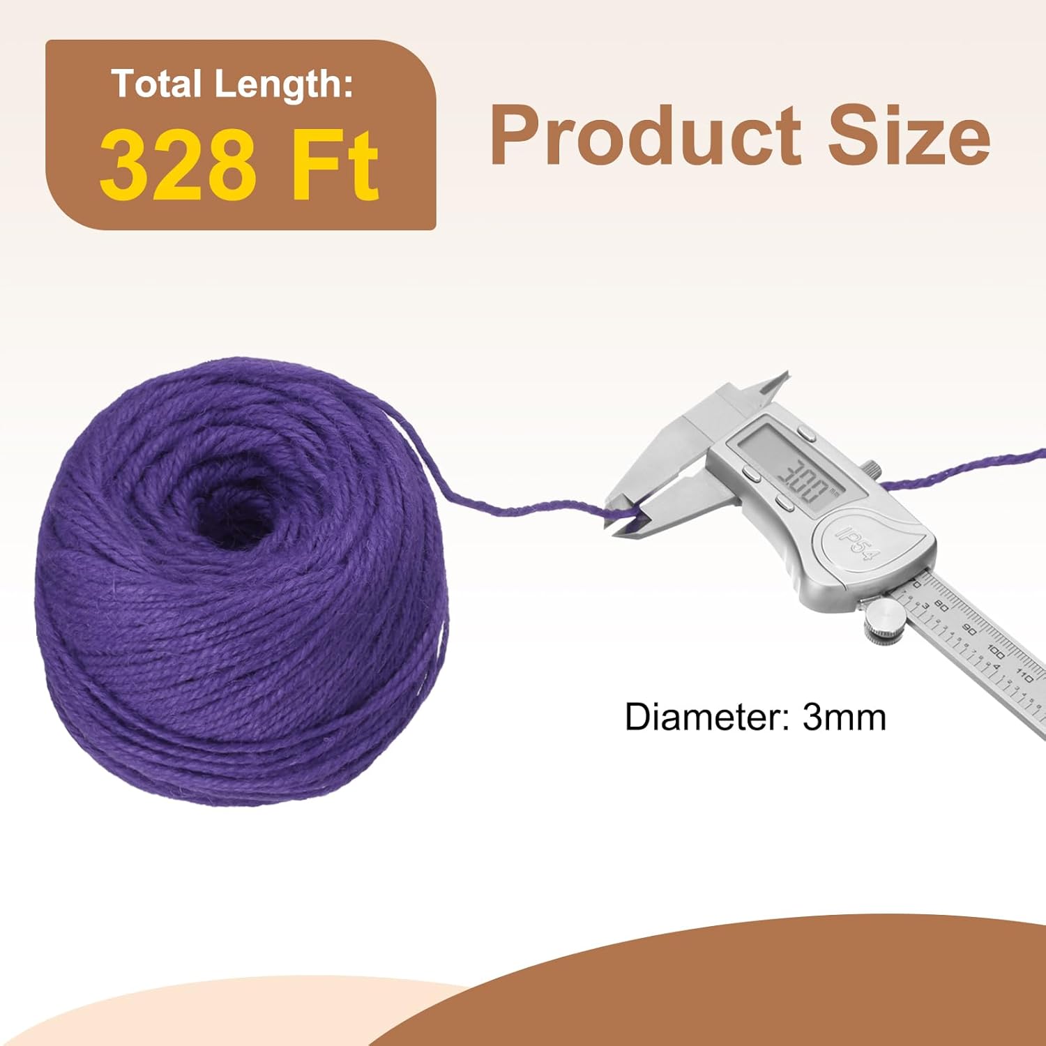 uxcell 328 Feet Natural Jute Twine String,3mm Thin Garden Twine Rope Colored Plant String Cord for DIY Art Crafts Gift Wrapping Decoration Packing Gardening Plant Hanger,Purple-VerdiqueGarden