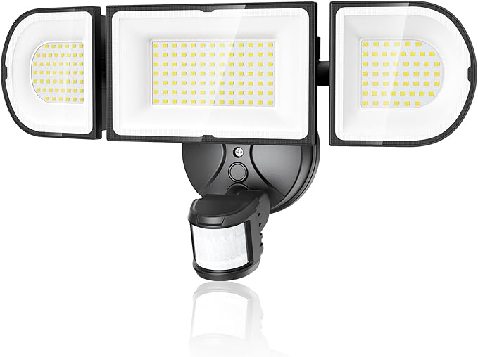 Olafus 180W Motion Sensor Outdoor Lights, 18000lm Dusk to Dawn LED Flood Lights Outdoor Wired, 6500K Daylight Motion Lights for Outside, IP65 Waterproof Exterior Security Light, Black-VerdiqueGarden