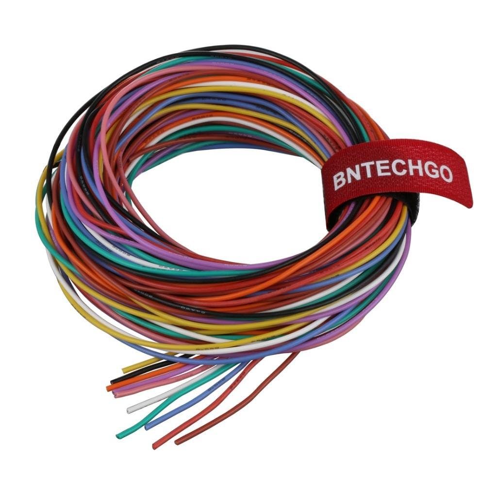 BNTECHGO 24 Gauge Silicone Wire Kit 10 Color Each 5 ft Flexible 24 AWG Stranded Tinned Copper Wire-VerdiqueGarden