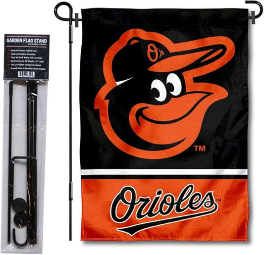 WinCraft Baltimore Orioles Garden Flag with Stand Holder-VerdiqueGarden