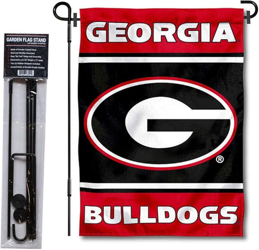 College Flags & Banners Co. Georgia Bulldogs Garden Flag with Stand Holder-VerdiqueGarden