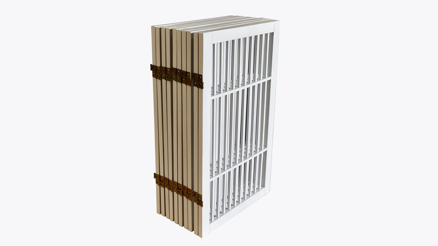 Pet Dog Gate Strong and Durable Freestanding Folding Acacia Hardwood Portable Wooden Fence Indoors or Outdoors by Urnporium (White Pet Gate, 10 Panel 30" Tall)-VerdiqueGarden