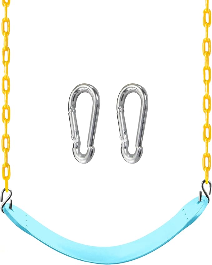 TURFEE Swing for Outdoor Swing Set - Pack of 1 Seat Replacement Kit with Heavy Duty Chains - Backyard Swingset Playground Accessories for Kids (Blue 2)-VerdiqueGarden