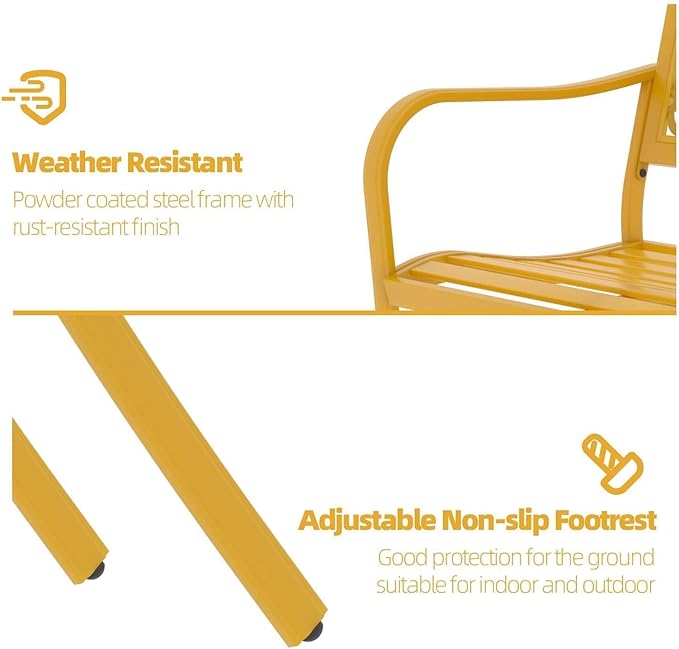 Grand patio 50" Outdoor Bench Garden Bench with Armrests Bench for Outdoors Lawn Yard Porch Sunflower Yellow-VerdiqueGarden