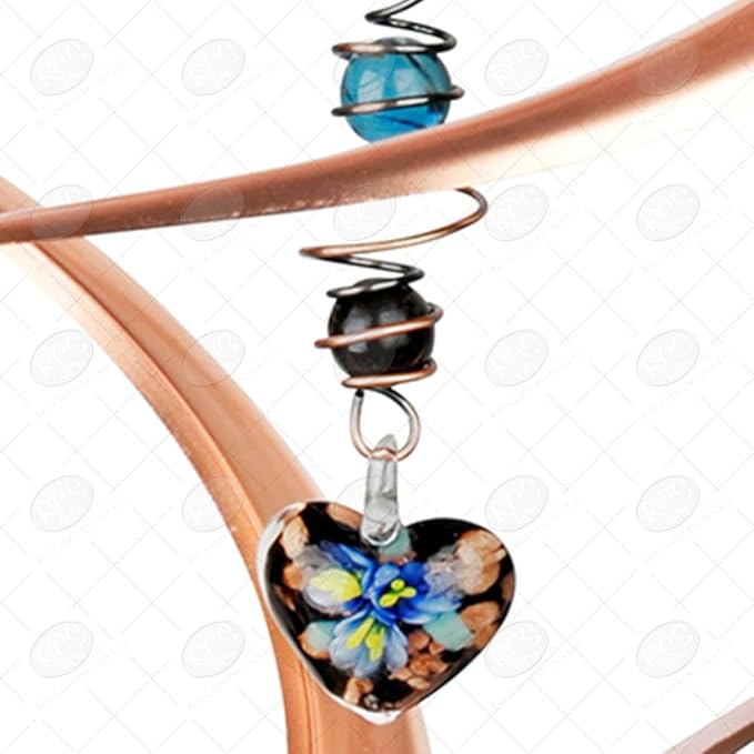 Red Carpet Studios 31042 Cosmix Wind Spinner Double Helix, Copper W/Heart Crystal, 14 Inch-VerdiqueGarden