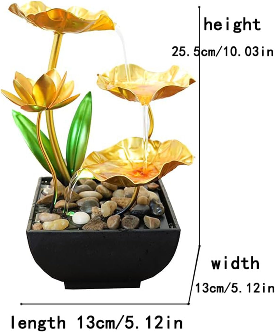 Gold Tabletop Water Fountain, Desktop Waterfall, Indoor Lotus Desktop Decorative Fountain, Home Bathroom Bedroom Decor.-VerdiqueGarden