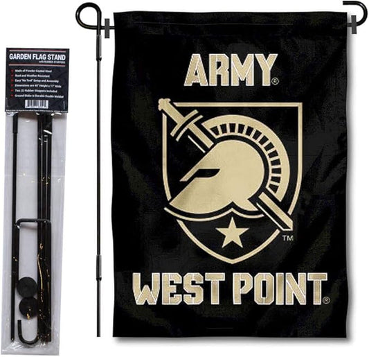 College Flags & Banners Co. Army Black Knights Athena Garden Flag with Stand Holder-VerdiqueGarden