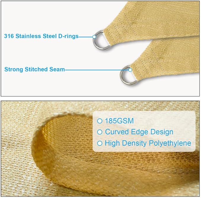 Amagenix Outdoor Sun Shade Canopy, 13X20 FT Sand UV-Blocking Awning for Patio, Garden & Backyard - Custom Size-VerdiqueGarden