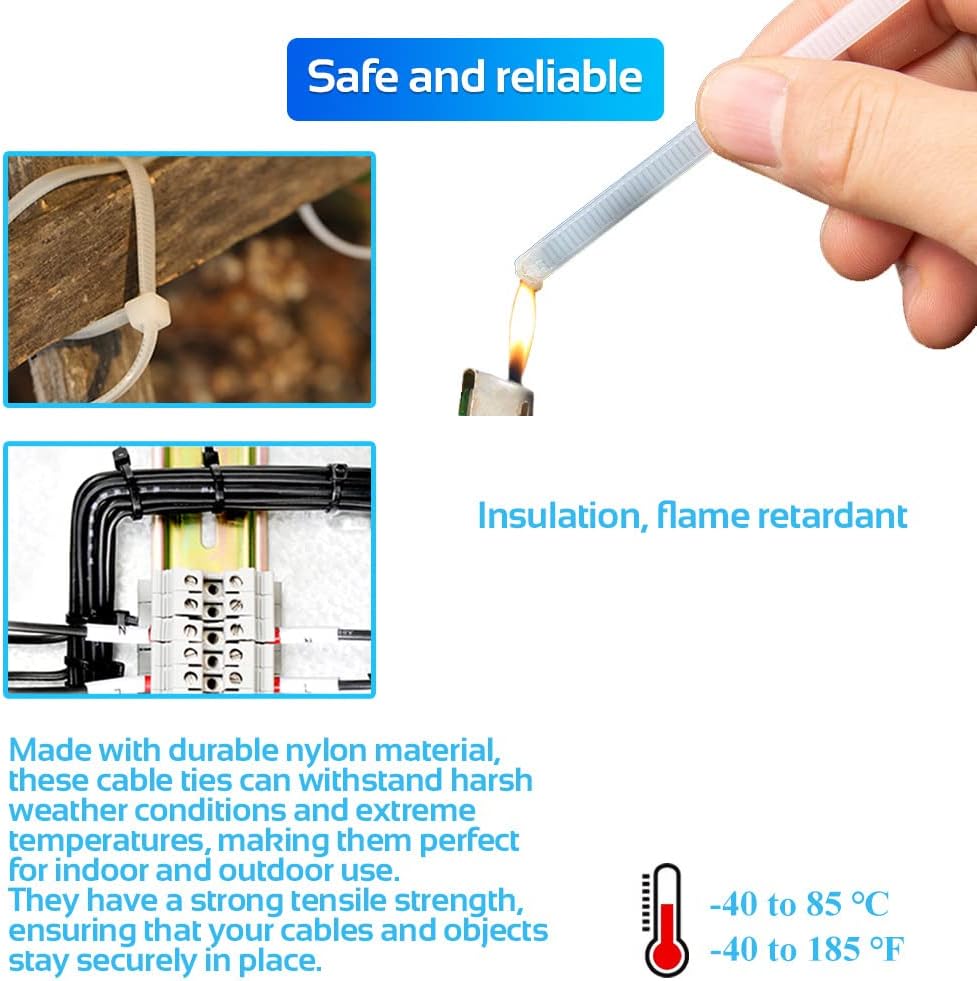 1000pcs 12Inch Nylon Zip Ties, 50 Pounds Tensile Strength,White Cable Tie,Industrial Grade,UV Resistant,Heavy Duty,for Home,Garden Trellis,Office,Garage and Workshop-VerdiqueGarden