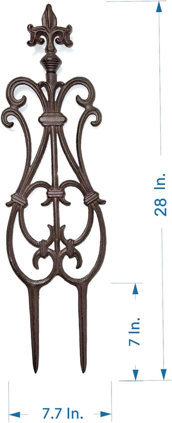 Ornate Cast Iron Garden Edging Fence（28" Tall） - 2 Pack Heavy Duty Metal Border for Lawn, Patio & Landscaping HC8775-VerdiqueGarden