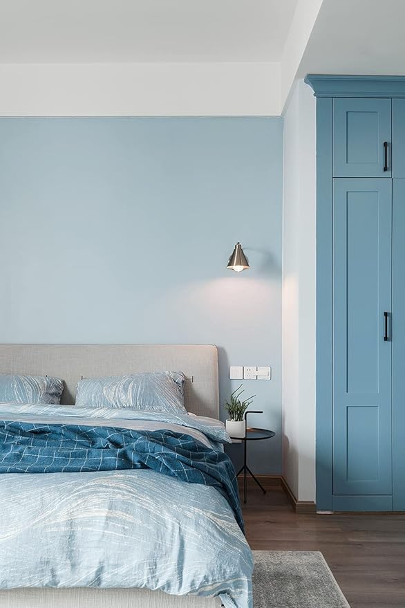 Dimoon 118''x17.7'' Blue Peel and Stick Wallpaper Contact Paper Modern Self Adhesive Wall Paper Removable Renter Friendly Textured Solid Color Shelf Cabinet Vinyl Roll (118''x17.7'',Light Blue)-VerdiqueGarden