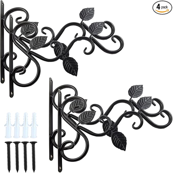 TIHOOD 4PCS Plants Hangers Outdoor Indoor Decor, Wall Hooks for Hanging Plant Bracket, Plant Hooks for Bird Feeder, Wind Chime, Lights, Lanterns-VerdiqueGarden