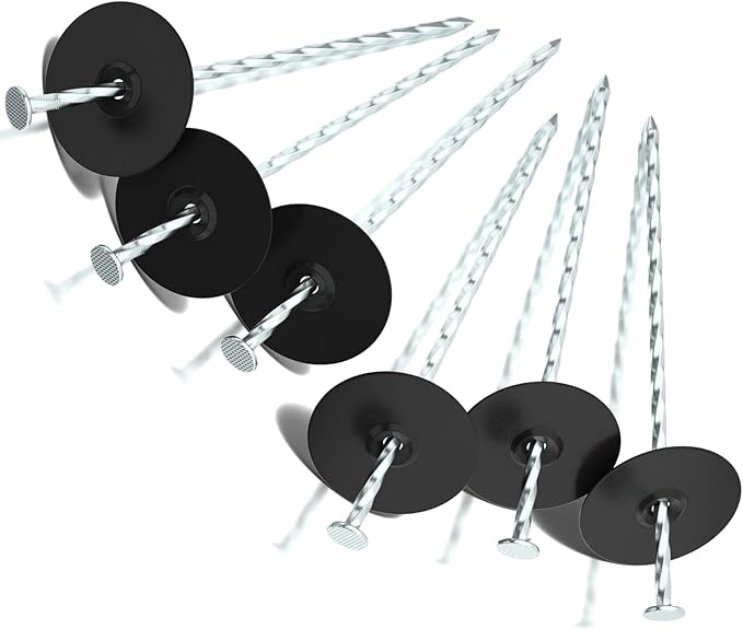 100 Pack Landscape Stakes with Gasket Caps - 6.3 Inch Heavy-Duty Galvanized Steel Garden Spikes are Used to Fixing Weed Barrier, Artificial Lawn, Patio Rug, Etc-VerdiqueGarden