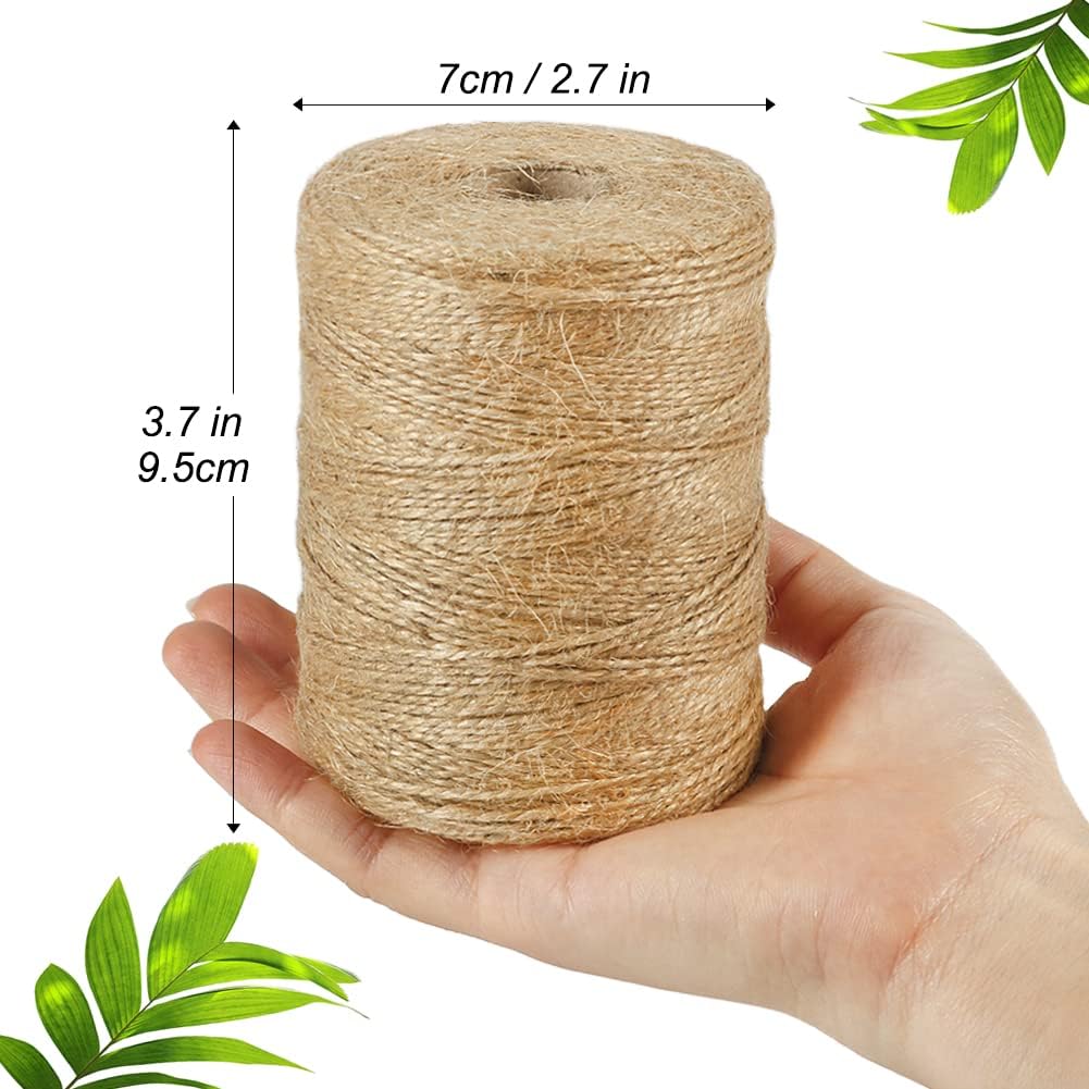Tenn Well Natural Jute Twine, 984 Feet 2Ply 1mm Thin Brown Twine String for Crafts, Crocheting, Gift Wrapping, Gardening, Farmhouse Decor, Christmas Ornaments-VerdiqueGarden