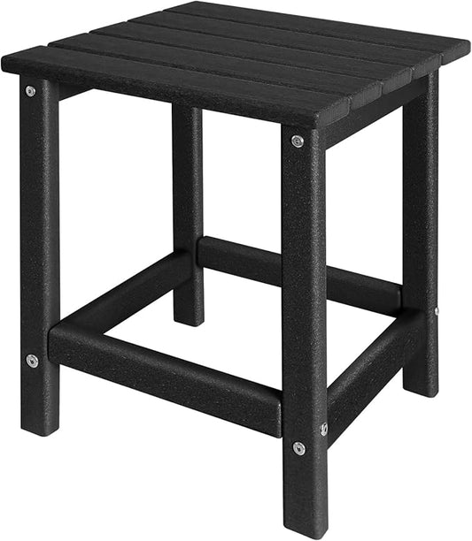 Adirondack Side Table Outdoor, HDPE Small Outdoor Table for Patio,Outside End Table for Porch, Deck, Pool, Weather Resistant/Easy Maintenance/Indoor or Outdoor Use, Back-VerdiqueGarden