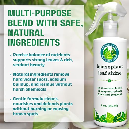 Houseplant Leaf Shine Spray – All-Natural Leaf Cleaner and Gloss for Healthy Shine & Better Photosynthesis | Perfect for House Plants and Foliage | 8 oz-VerdiqueGarden
