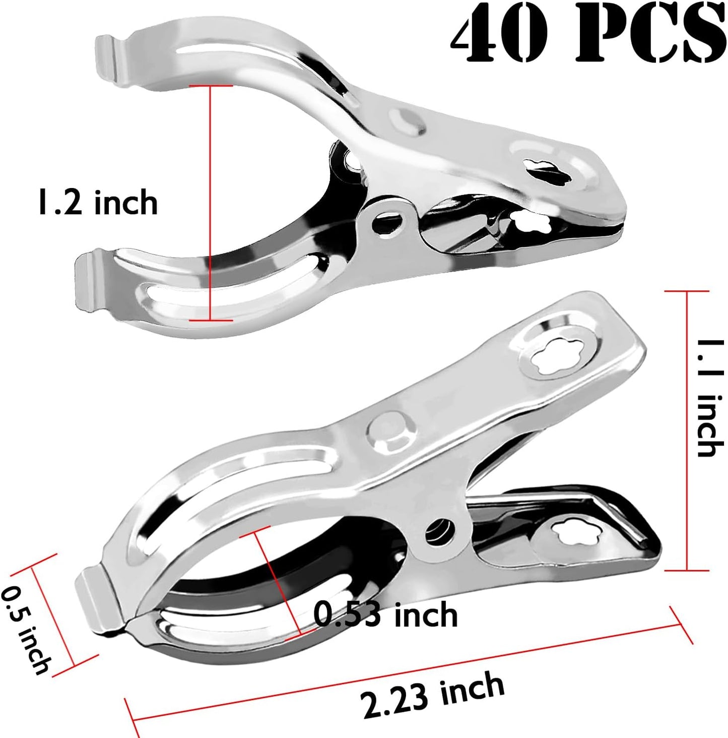 BESTEEL Upgraded 40 PCS Garden Clips, Greenhouse Clamps 100% Stainless Steel Heavy Duty Greenhuose Clips for Netting - Strong Grip to Hold Down Shade Cloth or Plant Cover on Garden Greenhouse Hoops-VerdiqueGarden