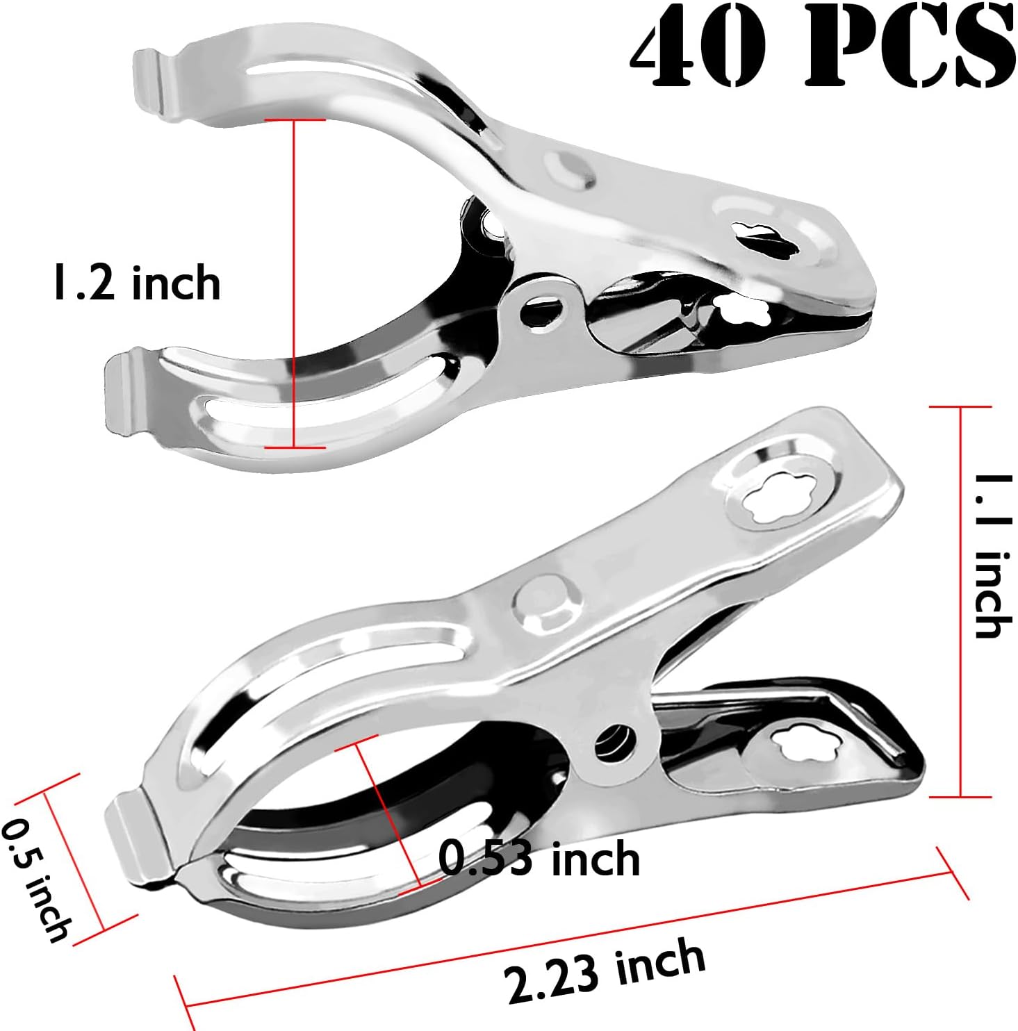 BESTEEL Upgraded 40 PCS Garden Clips, Greenhouse Clamps 100% Stainless Steel Heavy Duty Greenhuose Clips for Netting - Strong Grip to Hold Down Shade Cloth or Plant Cover on Garden Greenhouse Hoops-VerdiqueGarden