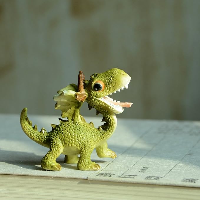 Top Collection Miniature Fairy Garden and Terrarium Statue, Mini Dragon, Green-VerdiqueGarden
