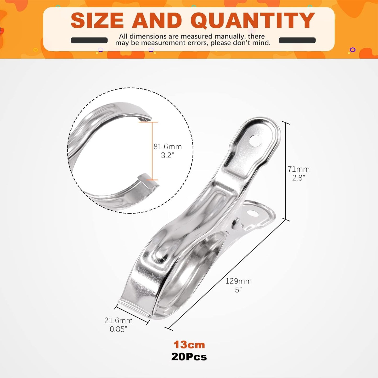 Tanstic 20Pcs 5.1 Inch Stainless Steel Greenhouse Clamps Garden Clips Greenhouse Clips Heavy Duty Garden Clips with Strong Grip and Large Open Mouth for Netting Holding-VerdiqueGarden