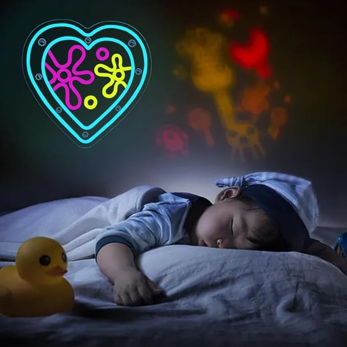 Cartoon Sea Wolrd Neon Lights Ocean World Porthole Neon Signs Heart Shaped Porthole Neon Light Up Sign Led Ocean Neon Sign for Bedroom Birthday Gifts for Kids USB Powered,Size13.5 * 12.5inch(JWD026)-VerdiqueGarden