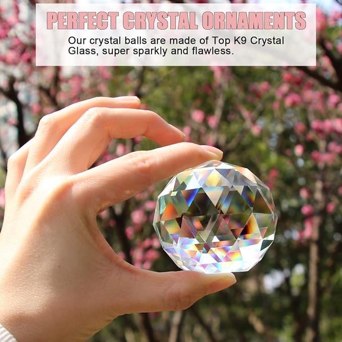 Clear Crystal Ball Prism Window Rainbow Maker Window Prisms Suncatcher for Feng Shui, (60mm /2.4inch)-VerdiqueGarden