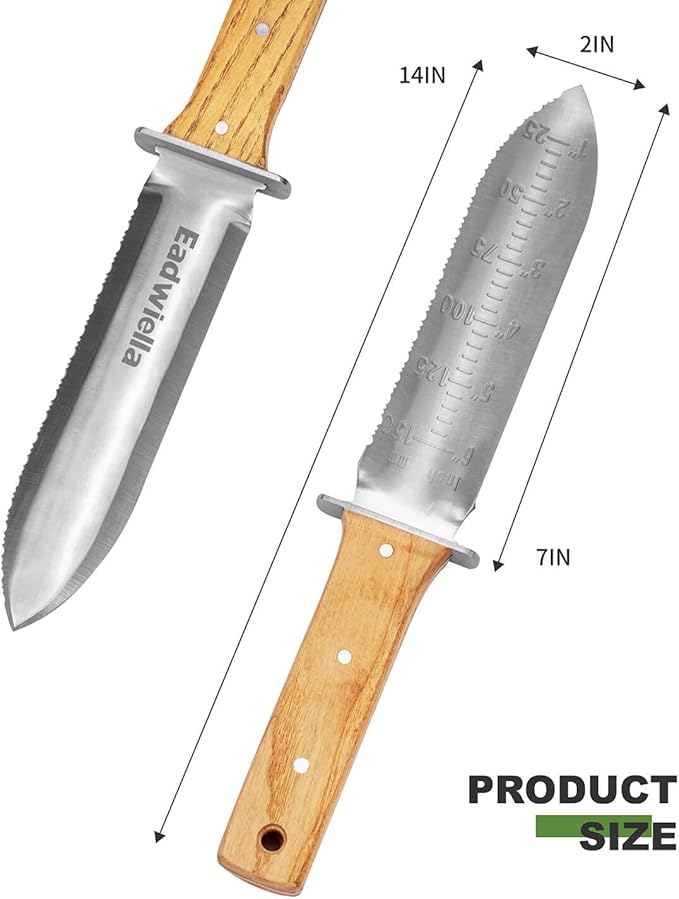 Hori Hori Trowel Knife Japanese Weeding Knife Garden Knife Tool with Sheath for Landscaping Digging, Dividing Plants, Planting Bulbs, Digging Out Weeds, Removing Rocks, Cutting Through Roots-VerdiqueGarden