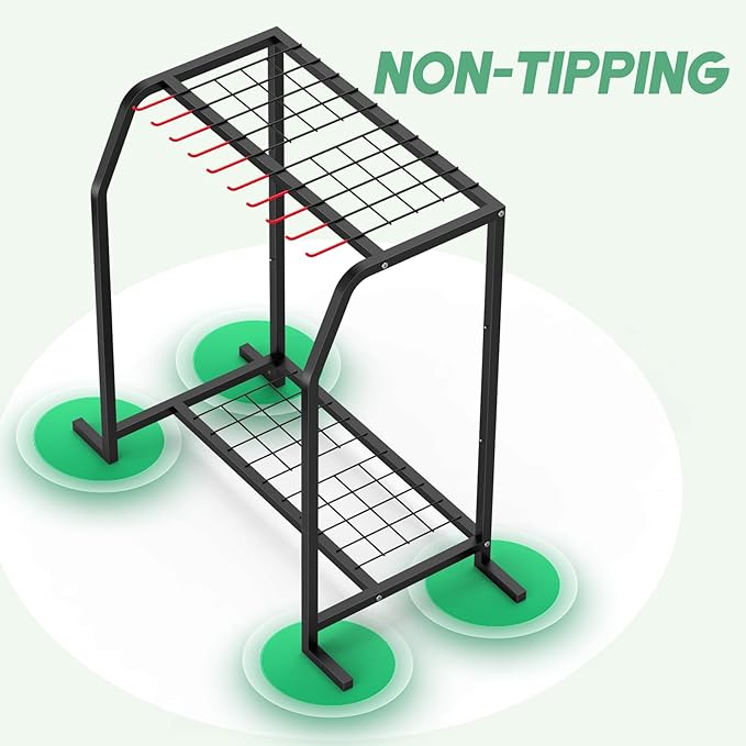 Trieez Extra Large Garden Tool Organizer for Garage, NEVER FALL OVER - Yard Tool Organizer Garage for Organization and Storage, Tool Rack for Shed, Outdoor, Tool Stand-VerdiqueGarden