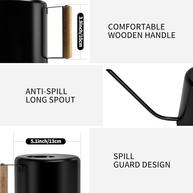 1.5 Liter Black Watering Can for Indoor Plants, House Plants, Flower Watering, Outdoor Plants - Small Metal Watering Can with Long Spout-VerdiqueGarden