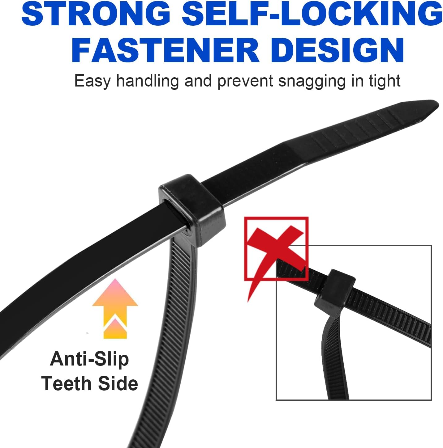 Zip Ties, RAZCC 1200pcs Black Cable Zip Ties 8 Inch, Heavy Duty Plastic Wire Ties with 50lb Tensile Strength, Self-Locking Black Nylon Tie Wraps for Indoor and Outdoor-VerdiqueGarden