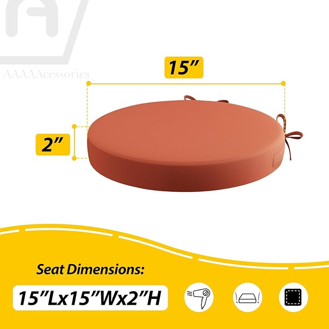 AAAAAcessories Outdoor Seat Cushions for Chairs, Waterproof, Fade-Resistant Patio Furniture Replacement Cushions, 15" x 15" x 2", Set of 2, Rust-VerdiqueGarden