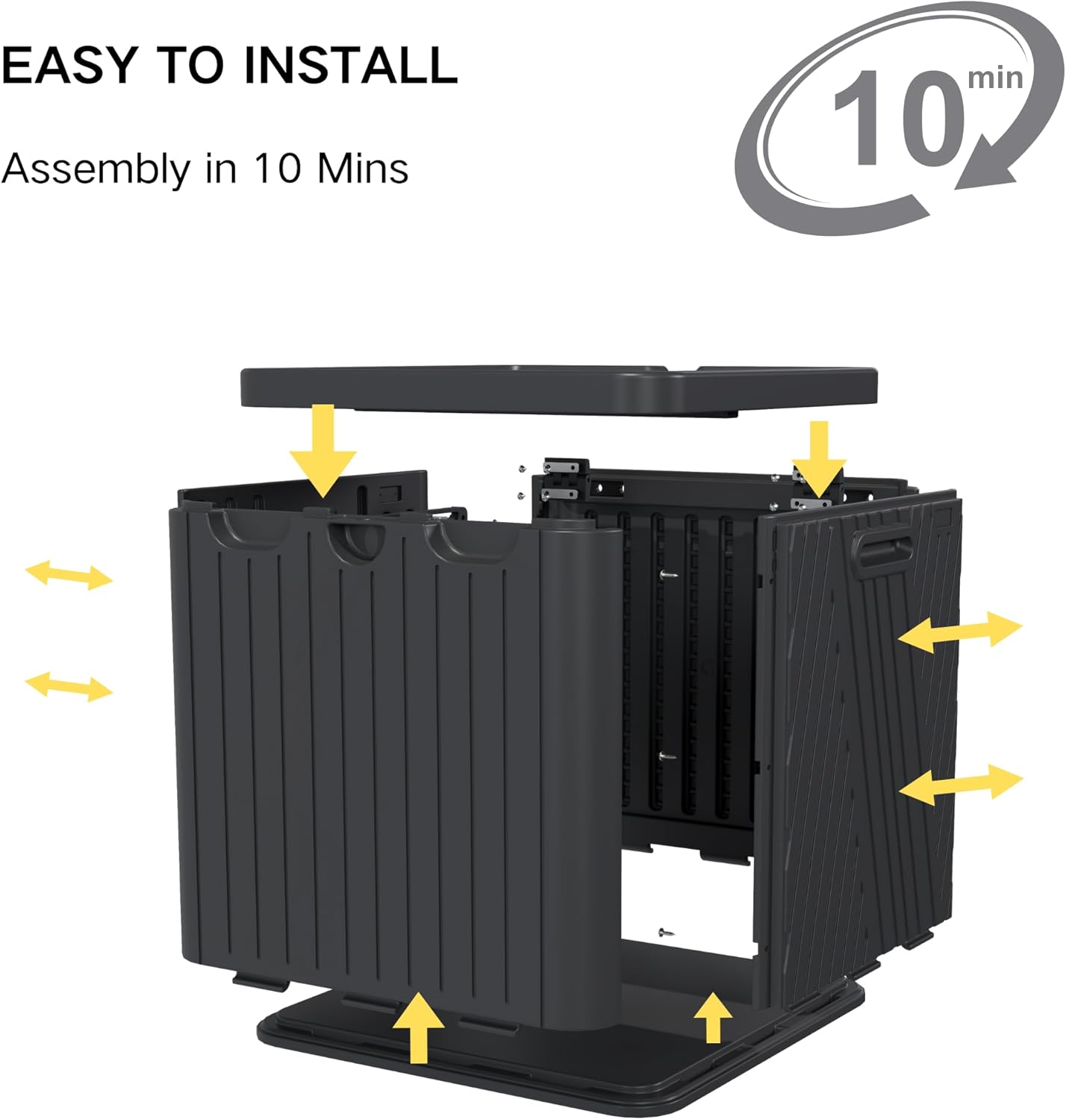 Kingdura 60 Gallon Outdoor Storage Box, Waterproof Resin Deck Box for Indoor and Outdoor Use, Lockable Storage Container for Patio Furniture Cushions Garden Tools (Black, 60 Gallon)-VerdiqueGarden