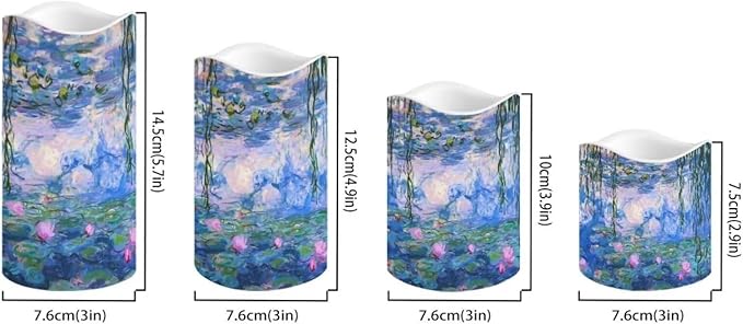 Ystardream Monet's Water Lily Flameless Candles with Timer Led Candles Flickering 4 Candle Sets for Home Decor,18 Key Remote Control，Dancing Flame, True Wax, Battery Powered.-VerdiqueGarden