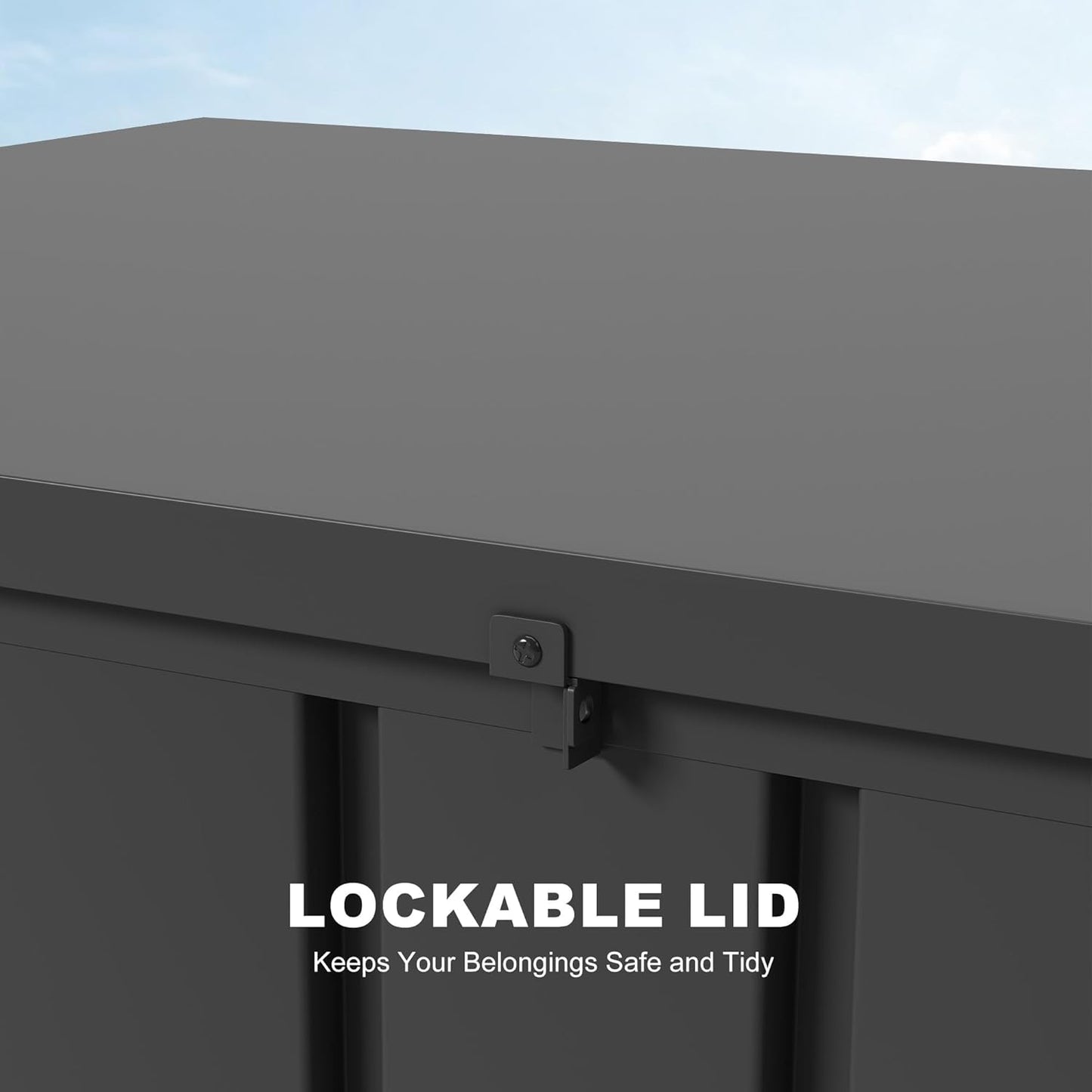 PURPLE LEAF Deck Box 160 Gallon Outdoor Waterproof Lockable Storage Box with Lid Deck Organization for Patio Cushions Side Table Pool Accessories Garden Tools, Gray-VerdiqueGarden