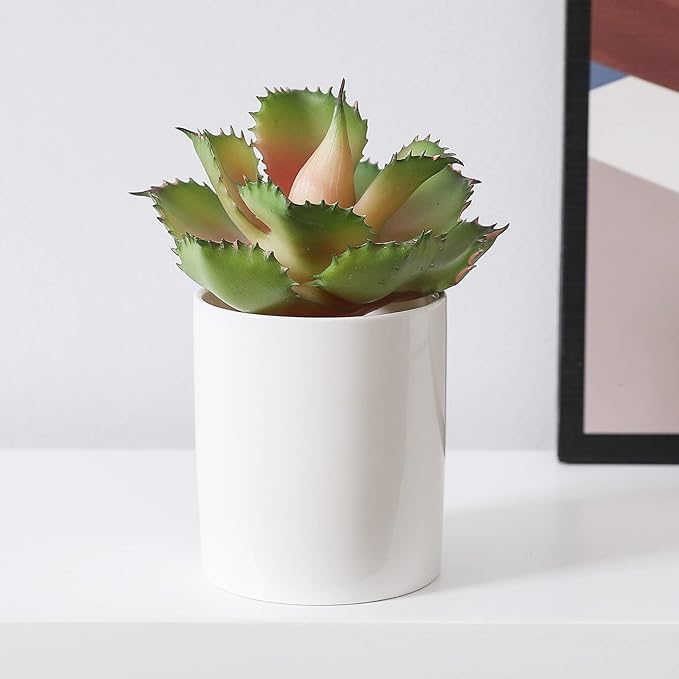 Duovlo Artificial Succulent Plant 7.08 Inch Faux Succulents Agave potatorum Flower Arrangement Craft Wall DIY Materials,Pack of 2 (Pink)-VerdiqueGarden