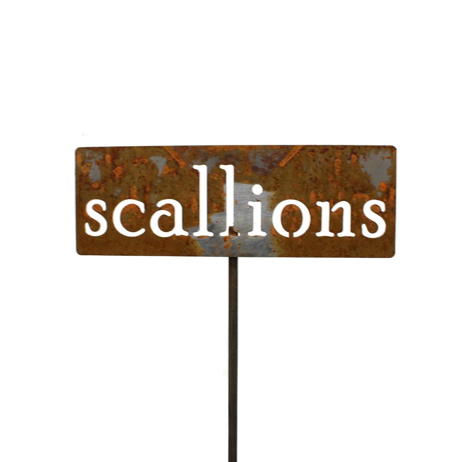 Classic Metal Garden Markers 19 Inches Tall (scallions, Naturally Rusted)-VerdiqueGarden