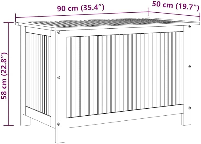 vidaXL Wooden Deck Box - Outdoor Teak Storage Chest, Ideal for Patio Furniture Cushions, Pool Accessories, Garden Tools - Water-Resistant Bag Inside - 35.4''x19.7''x22.8'', Solid Acacia Wood-VerdiqueGarden