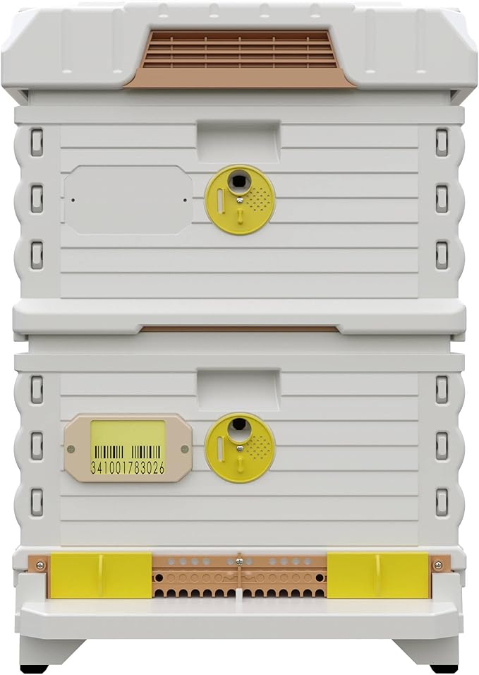 Ergo Insulated 10 Frame Bee Hive Set [NO Frames Included] (Double Deep, White Body Yellow Entrance)-VerdiqueGarden