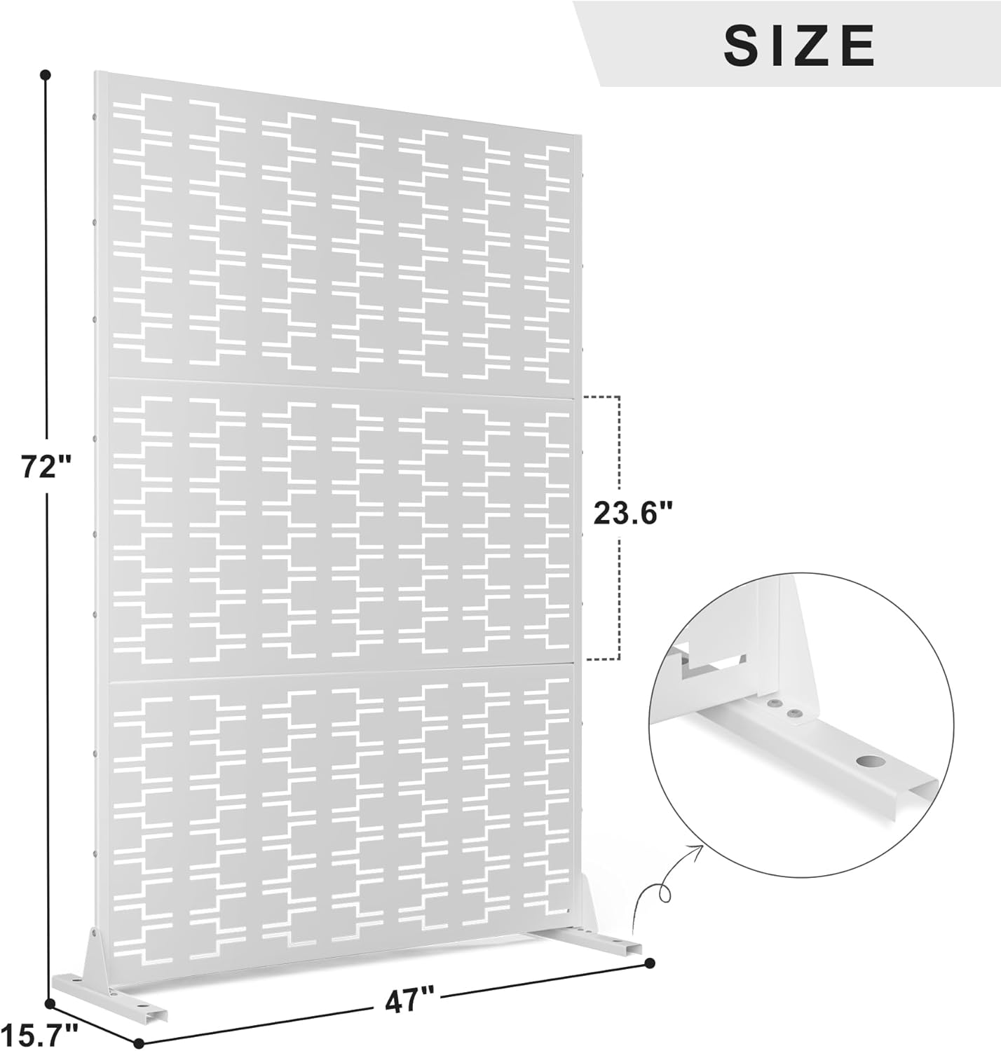 Metal Privacy Screen Outdoor 72" H×47" W,Freestanding Decorative Privacy Screen for Balcony Yard&Garden,Privacy Fence-White&Brick-VerdiqueGarden