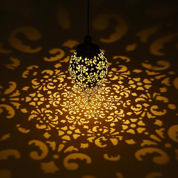 Hanging Solar Lights Solar Lantern LED Garden Lights Metal Lamp Waterproof for Outdoor Hanging Decor (2 Pack)-VerdiqueGarden