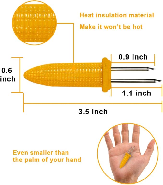 Corn on The Cob Holders, Stainless Steel Heat Resistant Non Slip Barbecue Corn Prongs Skewers for BBQ, Cooking, Birthday Party (20,3.54IN)-VerdiqueGarden
