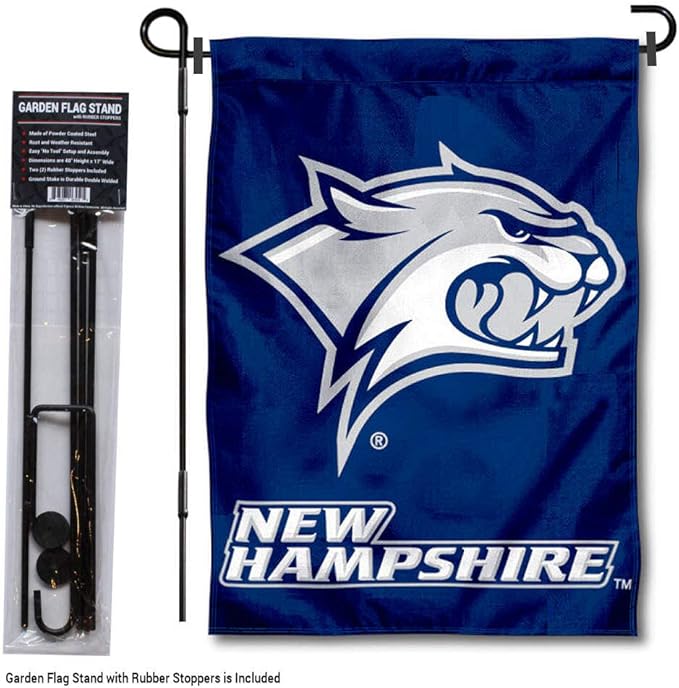 College Flags & Banners Co. New Hampshire Wildcats Garden Flag with Stand Holder-VerdiqueGarden