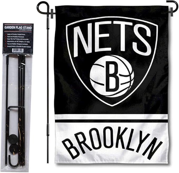 WinCraft Brooklyn Nets Garden Flag with Stand Holder-VerdiqueGarden