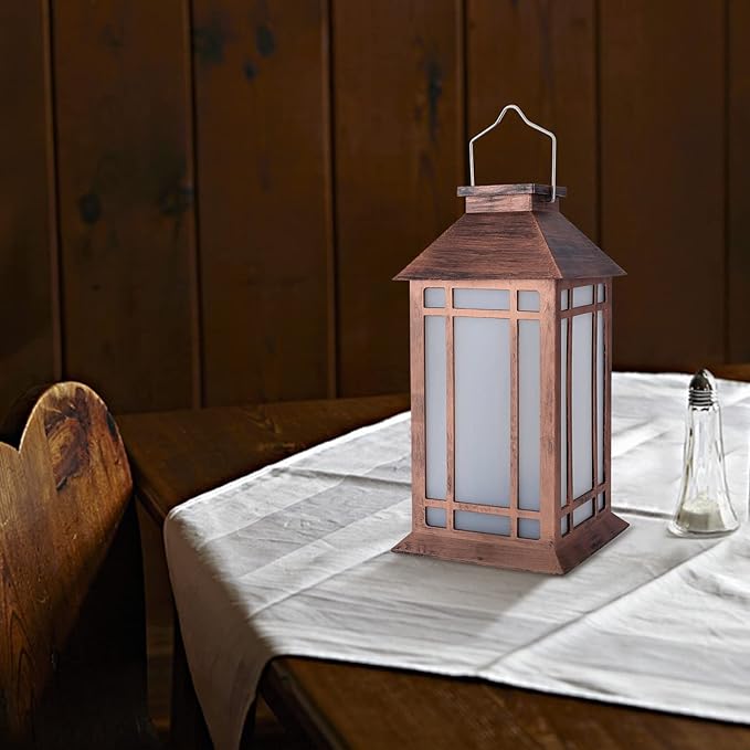 2-Pack 13" Vintage Candle Lantern with Led Flameless Candle (6hr Timer) - IP65 Waterproof Battery Powered - Outdoor Patio Hanging Lanterns Decorative Tabletop Lanterns-VerdiqueGarden