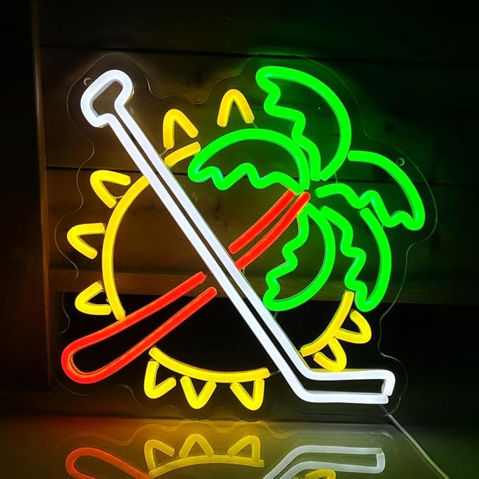 Coconut Trees Neon Sign Palm Tree Neon Light Up Sign Sun Neon Light for Wall Decor Ice Hockey Neon Sign for Bedroom Bar Man Cave Party Decor Birthday Gifts USB Powered,Size13.5*12.5inch(JWD028)-VerdiqueGarden