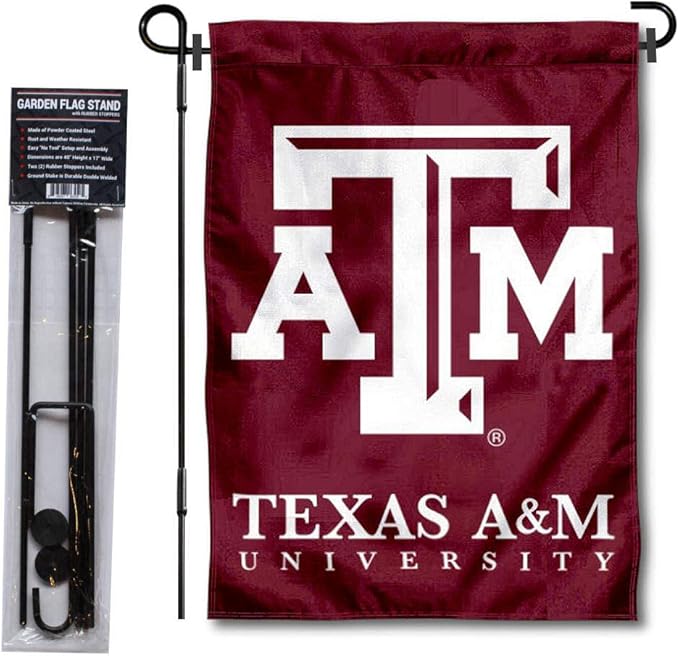 College Flags & Banners Co. Texas A&M Aggies Garden Flag with Stand Holder-VerdiqueGarden