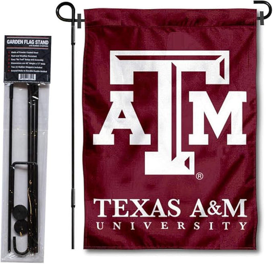 College Flags & Banners Co. Texas A&M Aggies Garden Flag with Stand Holder-VerdiqueGarden