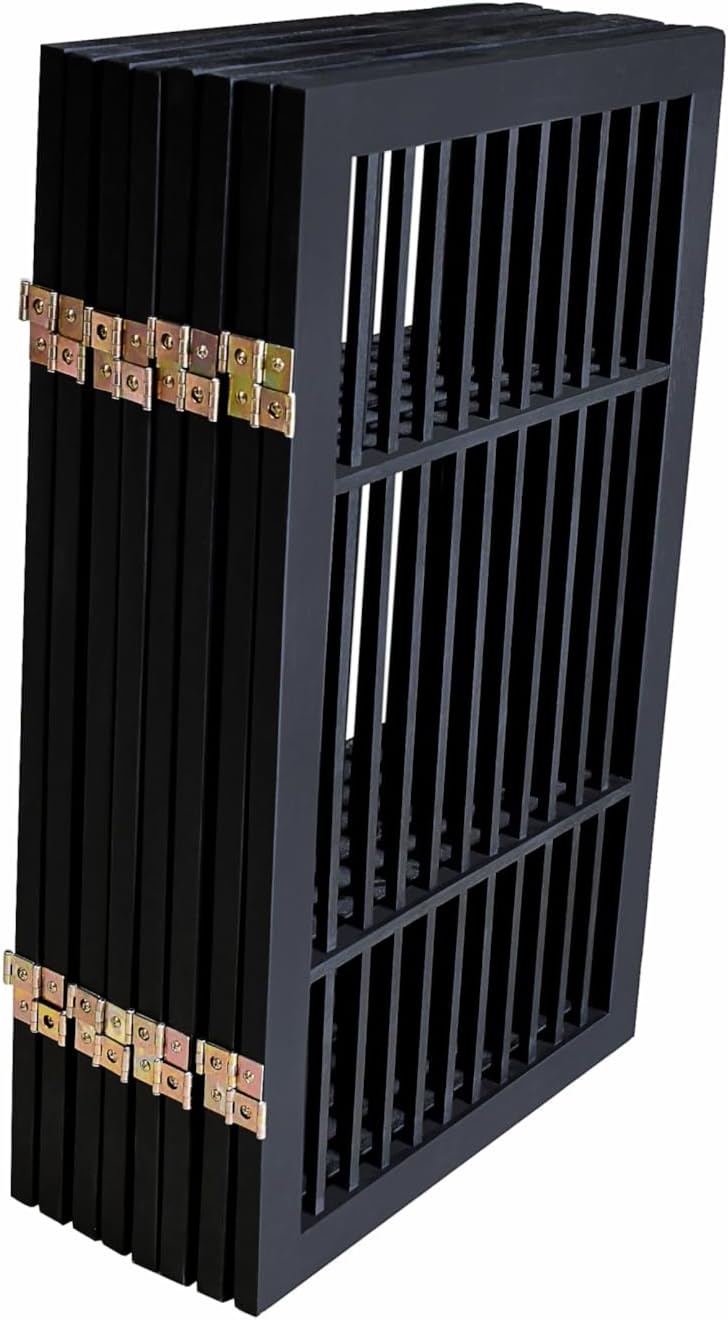 Pet Dog Gate Strong and Durable Freestanding Folding Acacia Hardwood Portable Wooden Fence Indoors or Outdoors by Urnporium (Black Pet Gate, 8 Panel 30" Tall)-VerdiqueGarden