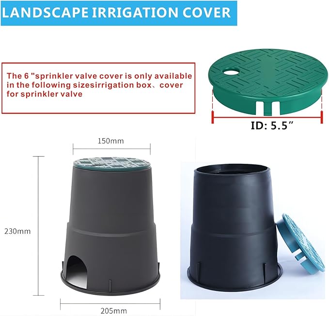 ID 5.5 "OD 6" Sprinkler Valve Cover Green Sprinkler Cover Irrigation Valve Box Cover 6 Inch Suitable for Greenhouse Cover for Sprinkler Valve Grass Sprinkler Box Cover Irrigation Box Lid-VerdiqueGarden